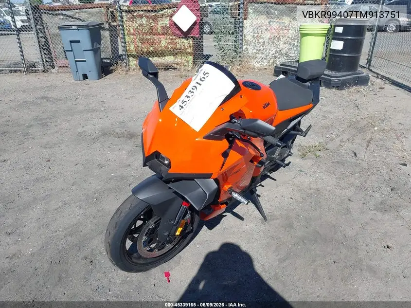 2026 Ktm 990 Rc R VIN: VBKR99407TM913751 Lot: 45339165