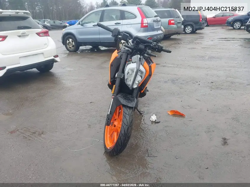 2017 Ktm 390 Duke VIN: MD2JPJ404HC215837 Lot: 44777257