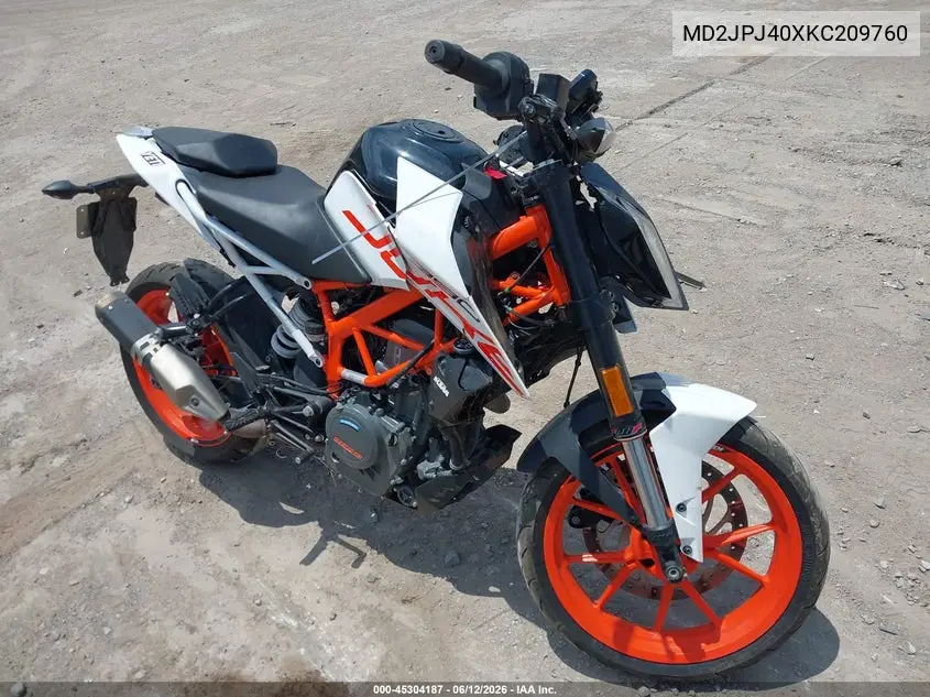 2019 Ktm 390 Duke VIN: MD2JPJ40XKC209760 Lot: 45304187
