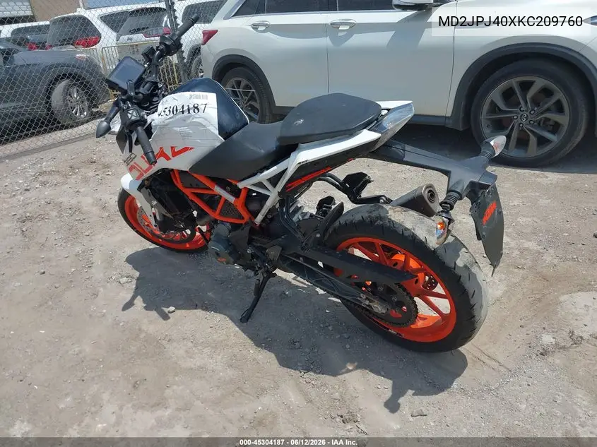 2019 Ktm 390 Duke VIN: MD2JPJ40XKC209760 Lot: 45304187