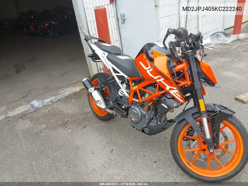 2019 Ktm 390 Duke VIN: MD2JPJ405KC222240 Lot: 45533274