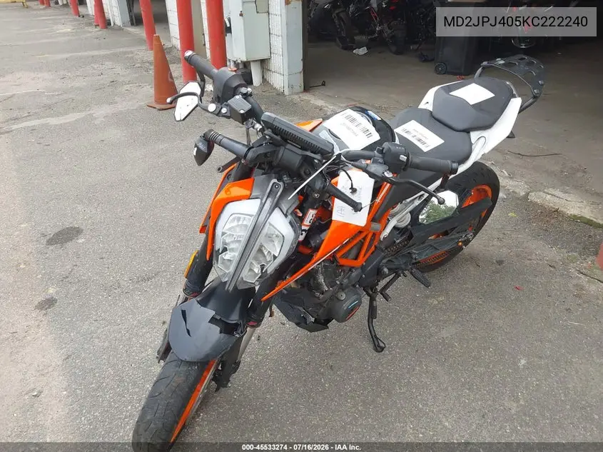 2019 Ktm 390 Duke VIN: MD2JPJ405KC222240 Lot: 45533274