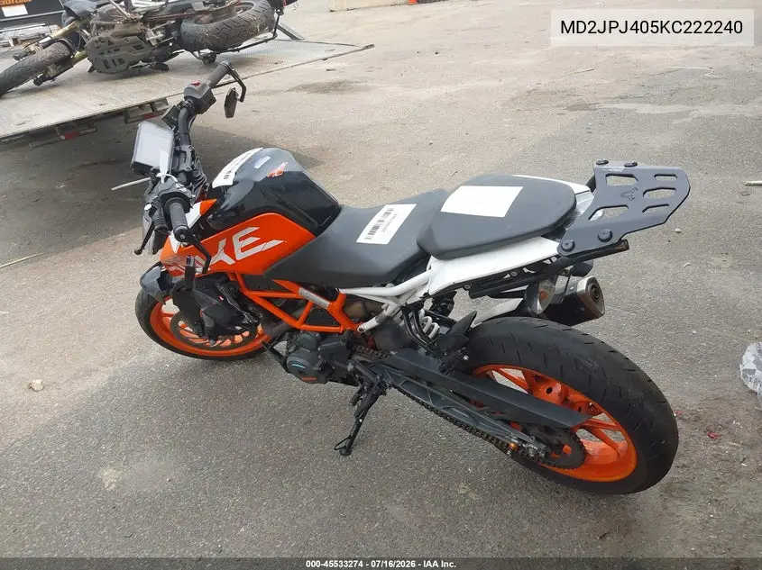 2019 Ktm 390 Duke VIN: MD2JPJ405KC222240 Lot: 45533274
