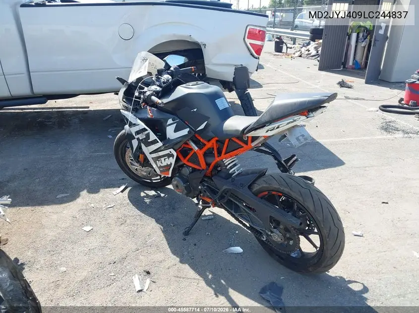 2020 Ktm 390 Rc VIN: MD2JYJ409LC244837 Lot: 45587714