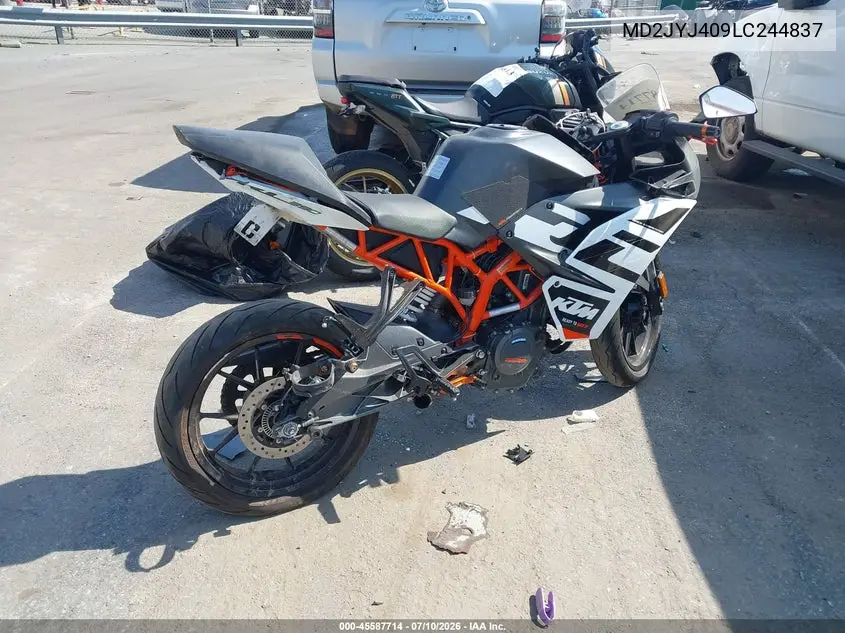 2020 Ktm 390 Rc VIN: MD2JYJ409LC244837 Lot: 45587714