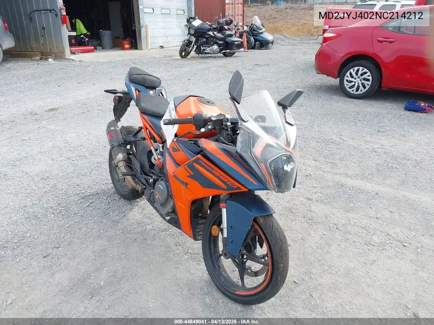 2022 Ktm 390 Rc VIN: MD2JYJ402NC214212 Lot: 44849041