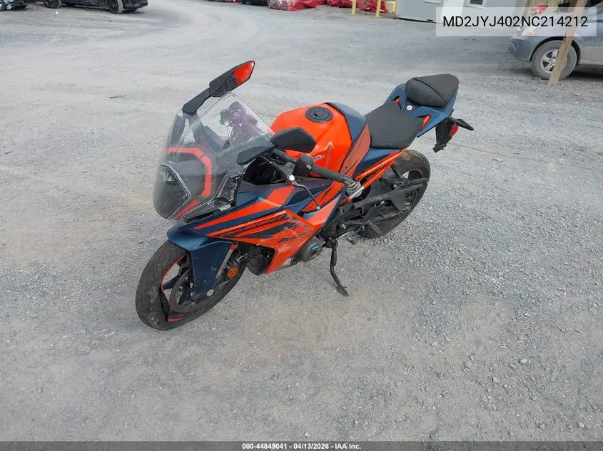 2022 Ktm 390 Rc VIN: MD2JYJ402NC214212 Lot: 44849041