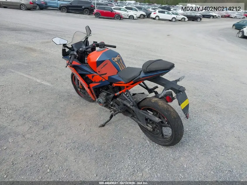2022 Ktm 390 Rc VIN: MD2JYJ402NC214212 Lot: 44849041