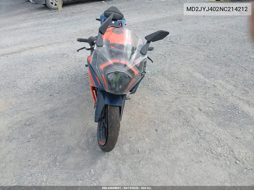 2022 Ktm 390 Rc VIN: MD2JYJ402NC214212 Lot: 44849041