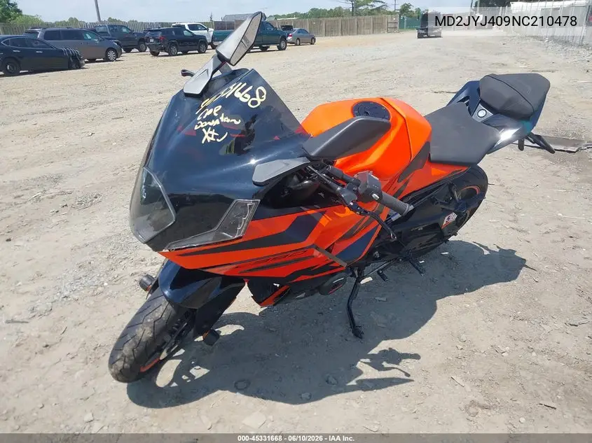 2022 Ktm 390 Rc VIN: MD2JYJ409NC210478 Lot: 45331668