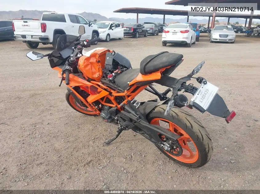 2024 Ktm 390 Rc VIN: MD2JYJ403RN210714 Lot: 44885874