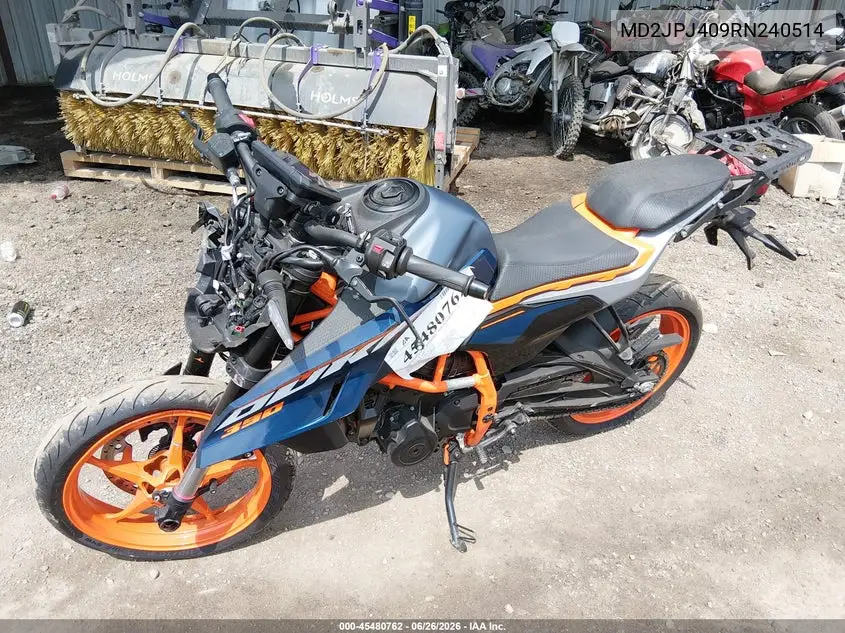 2024 Ktm 390 Duke VIN: MD2JPJ409RN240514 Lot: 45480762