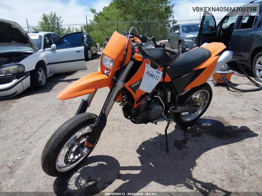 2006 Ktm 625 Smc VIN: VBKEXN4056M700718 Lot: 45300112