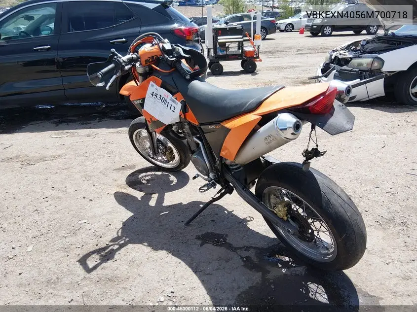 2006 Ktm 625 Smc VIN: VBKEXN4056M700718 Lot: 45300112