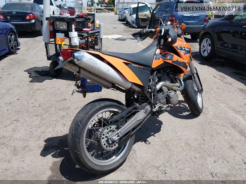 2006 Ktm 625 Smc VIN: VBKEXN4056M700718 Lot: 45300112