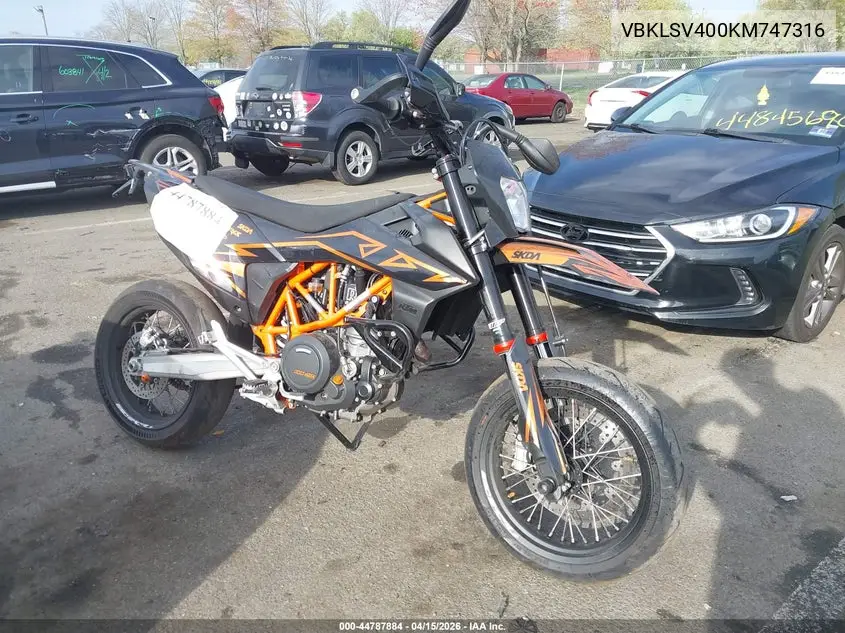 2019 Ktm 690 Smc R VIN: VBKLSV400KM747316 Lot: 44787884
