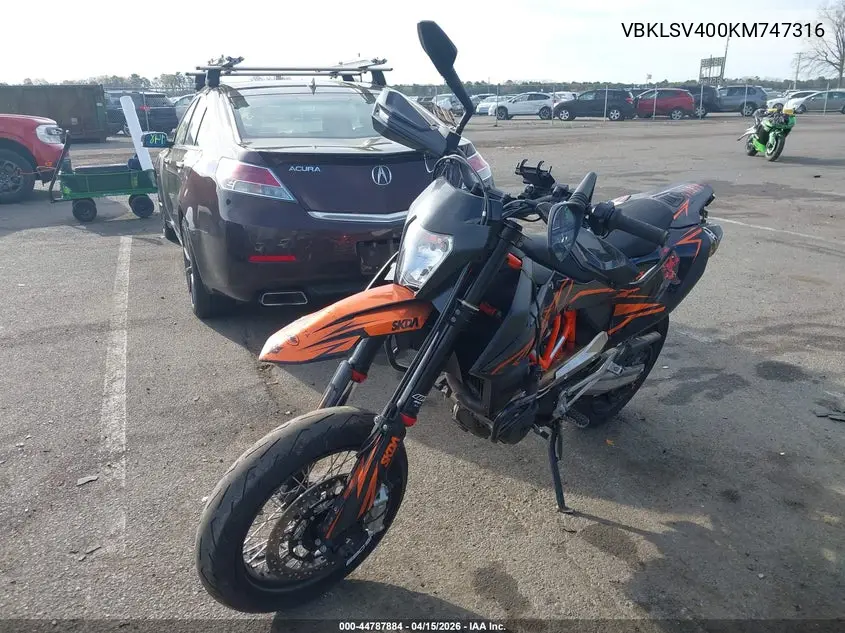 2019 Ktm 690 Smc R VIN: VBKLSV400KM747316 Lot: 44787884