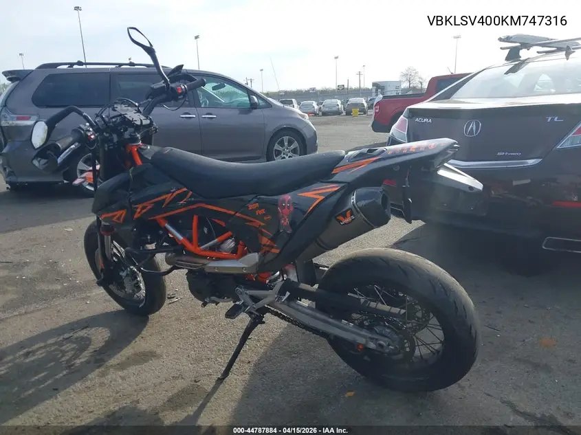 2019 Ktm 690 Smc R VIN: VBKLSV400KM747316 Lot: 44787884