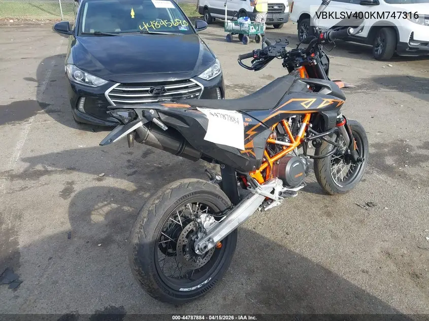 2019 Ktm 690 Smc R VIN: VBKLSV400KM747316 Lot: 44787884