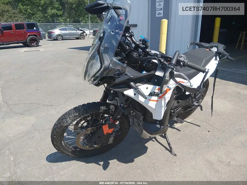 2024 Ktm 790 Adventure VIN: LCETS7407RH700364 Lot: 45639734