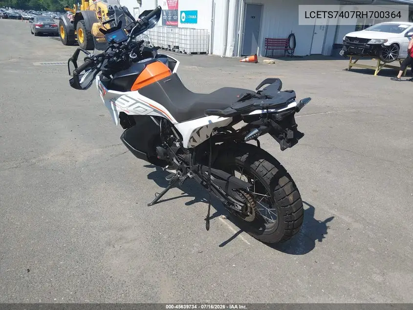 2024 Ktm 790 Adventure VIN: LCETS7407RH700364 Lot: 45639734