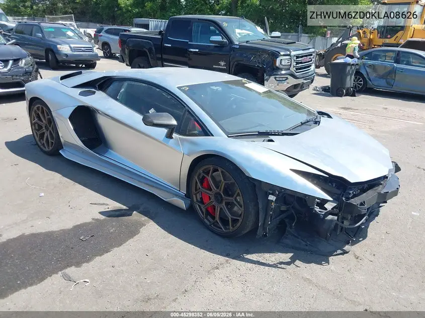 2019 Lamborghini Aventador Svj VIN: ZHWUM6ZD0KLA08626 Lot: 45298352