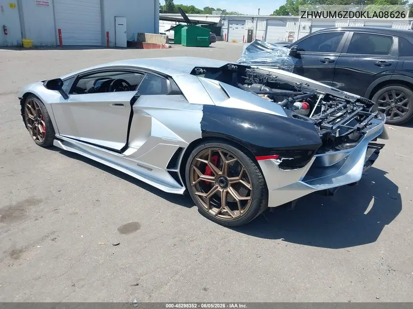 2019 Lamborghini Aventador Svj VIN: ZHWUM6ZD0KLA08626 Lot: 45298352
