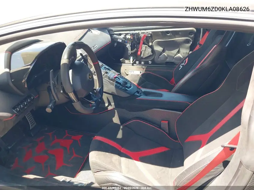 2019 Lamborghini Aventador Svj VIN: ZHWUM6ZD0KLA08626 Lot: 45298352