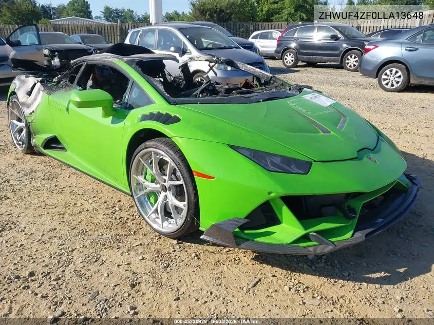 2020 Lamborghini Huracan Evo VIN: ZHWUF4ZF0LLA13648 Lot: 45230929