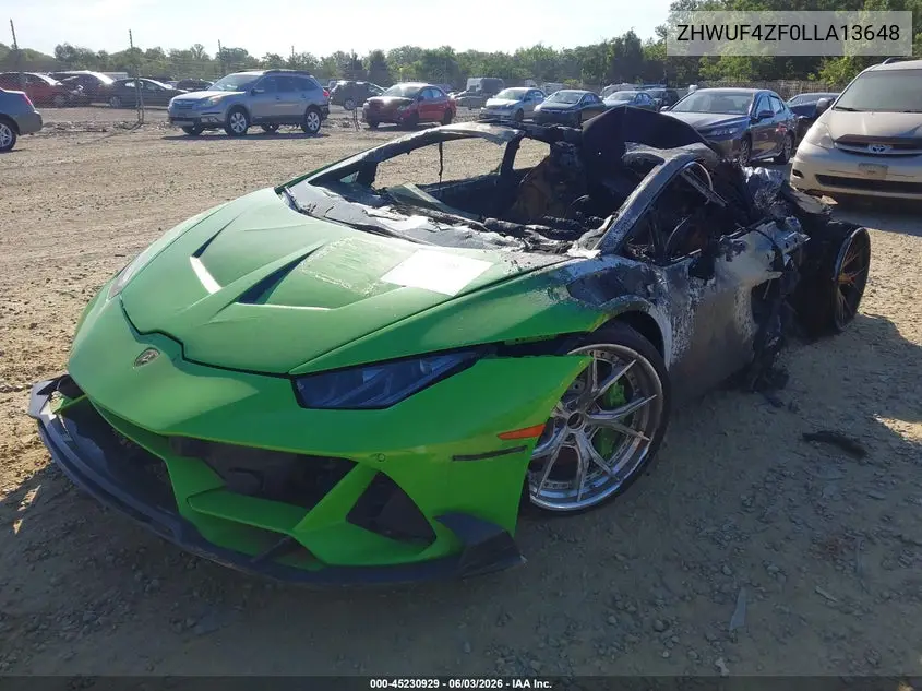 2020 Lamborghini Huracan Evo VIN: ZHWUF4ZF0LLA13648 Lot: 45230929