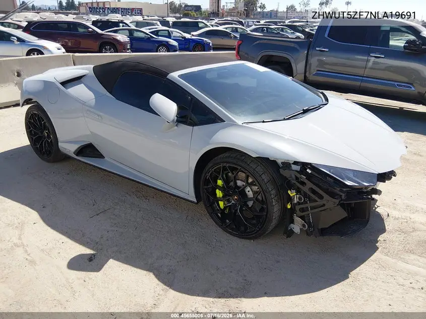 2022 Lamborghini Huracan Evo Spyder Rwd VIN: ZHWUT5ZF7NLA19691 Lot: 45655006
