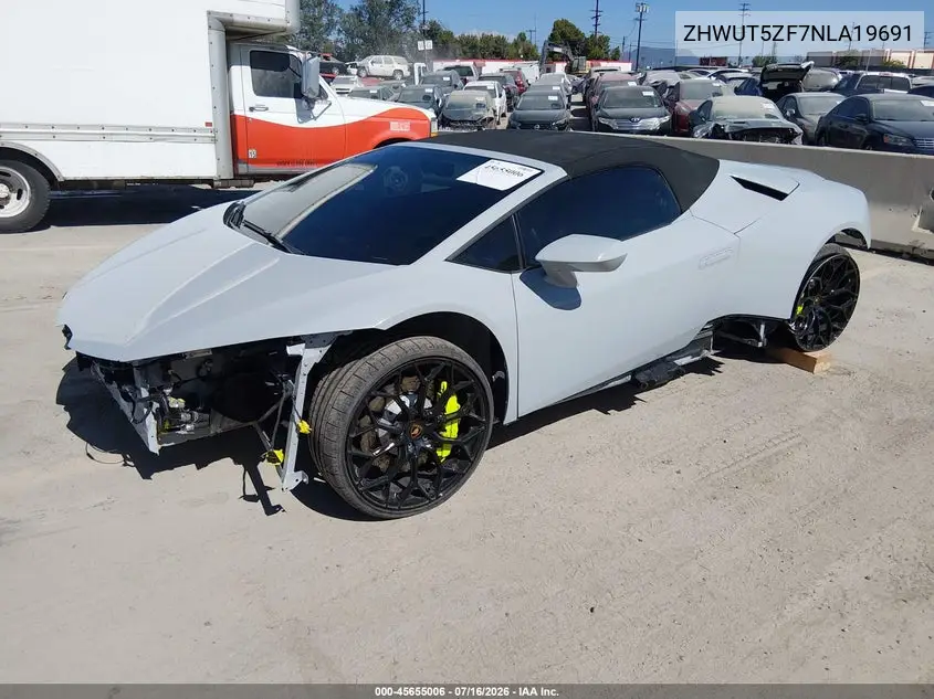 2022 Lamborghini Huracan Evo Spyder Rwd VIN: ZHWUT5ZF7NLA19691 Lot: 45655006