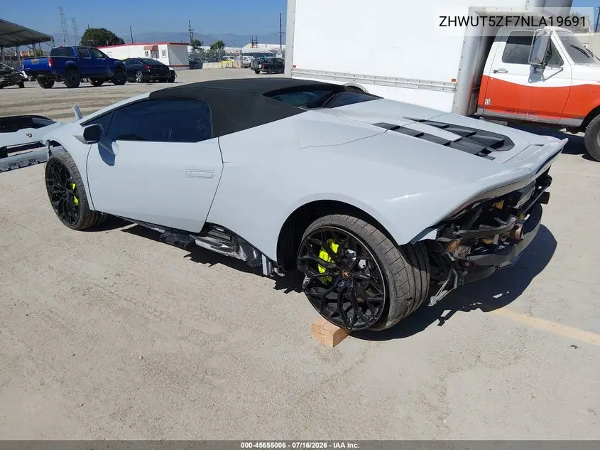 2022 Lamborghini Huracan Evo Spyder Rwd VIN: ZHWUT5ZF7NLA19691 Lot: 45655006
