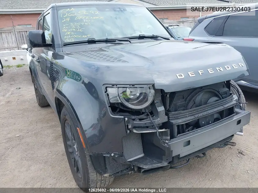 2024 Land Rover Defender 110 S VIN: SALEJ7EU2R2330403 Lot: 12625692