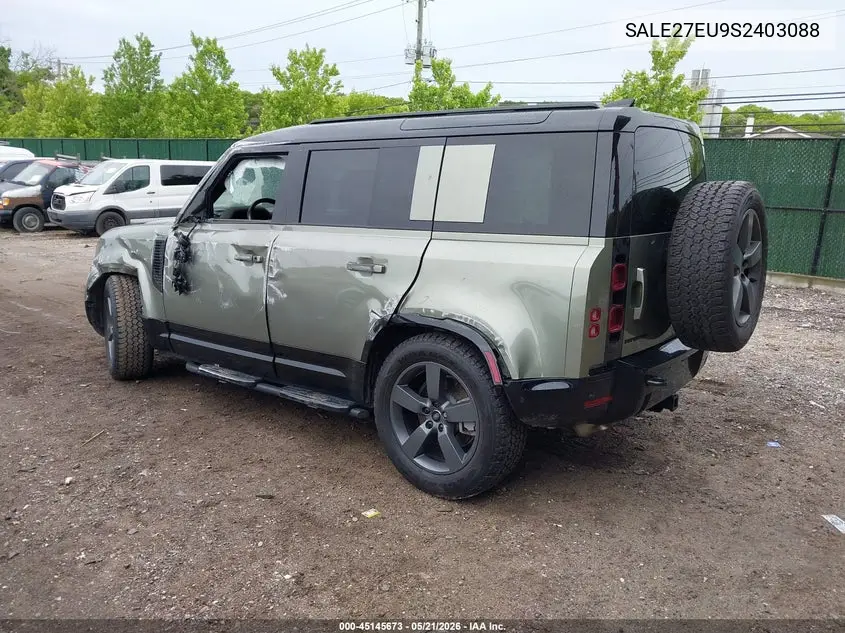 2025 Land Rover Defender 110 P400 X-Dynamic Se VIN: SALE27EU9S2403088 Lot: 45145673
