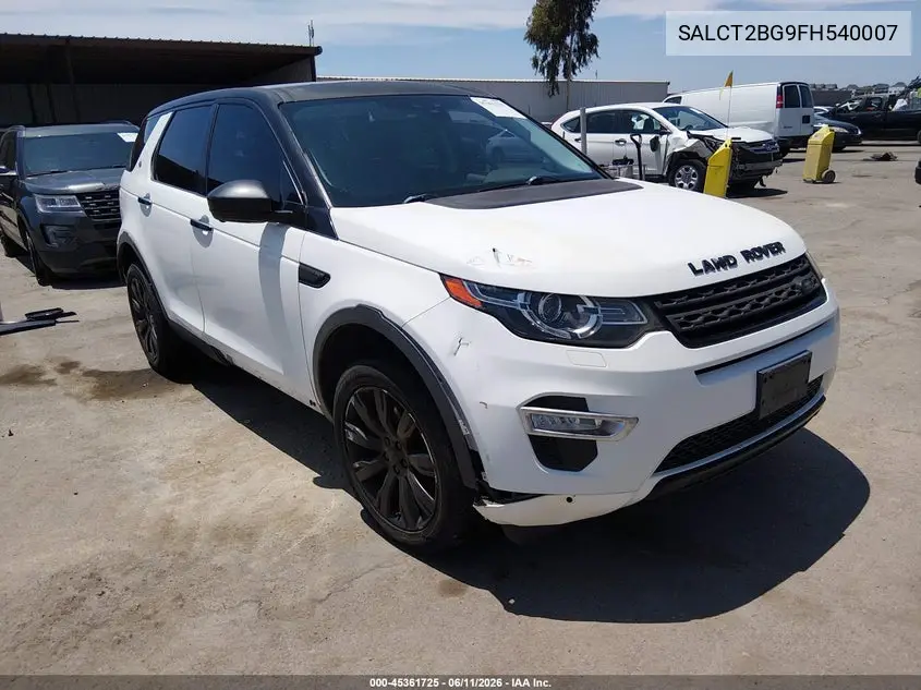 2015 Land Rover Discovery Sport Hse Lux VIN: SALCT2BG9FH540007 Lot: 45361725
