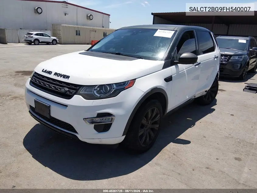 2015 Land Rover Discovery Sport Hse Lux VIN: SALCT2BG9FH540007 Lot: 45361725