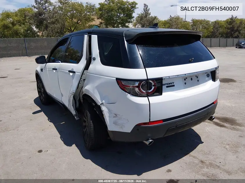 2015 Land Rover Discovery Sport Hse Lux VIN: SALCT2BG9FH540007 Lot: 45361725