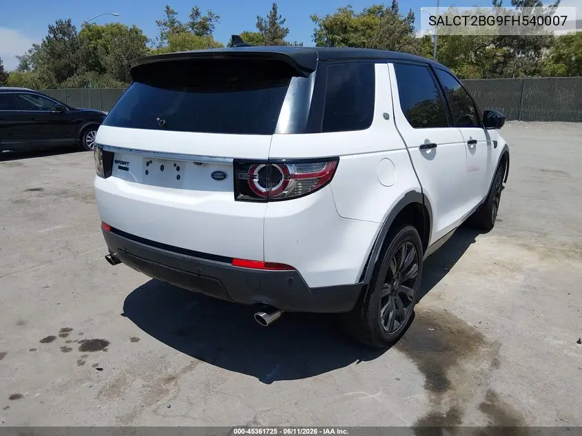 2015 Land Rover Discovery Sport Hse Lux VIN: SALCT2BG9FH540007 Lot: 45361725