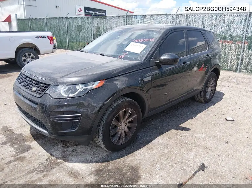 2016 Land Rover Discovery Sport Se VIN: SALCP2BG0GH594348 Lot: 45157245