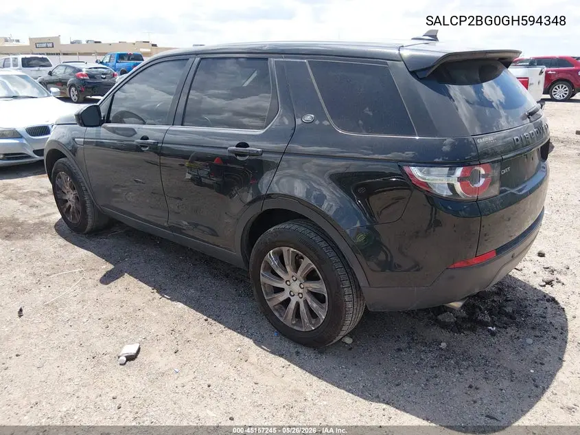 2016 Land Rover Discovery Sport Se VIN: SALCP2BG0GH594348 Lot: 45157245