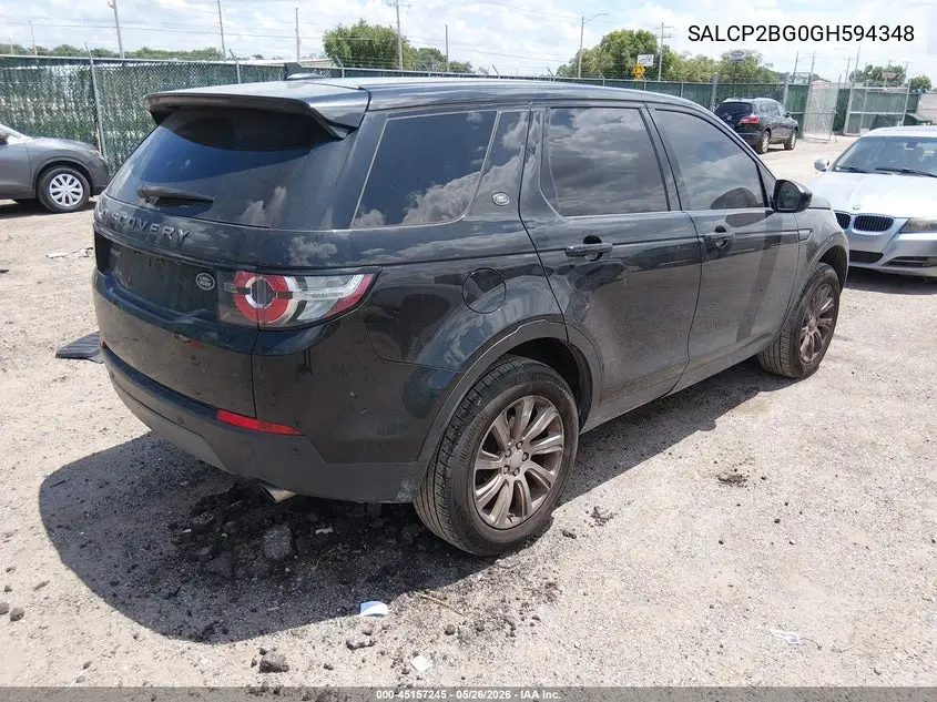 2016 Land Rover Discovery Sport Se VIN: SALCP2BG0GH594348 Lot: 45157245