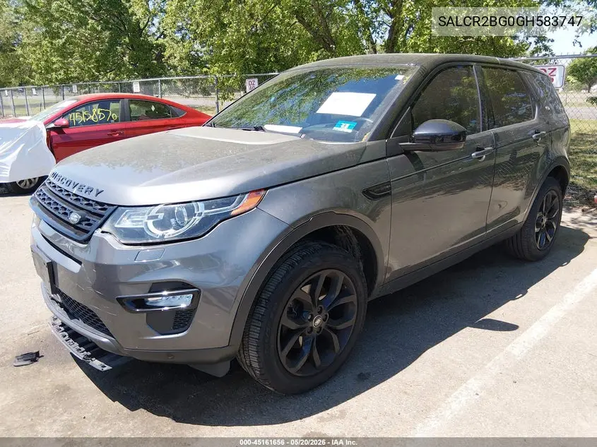 2016 Land Rover Discovery Sport Hse VIN: SALCR2BG0GH583747 Lot: 45161656