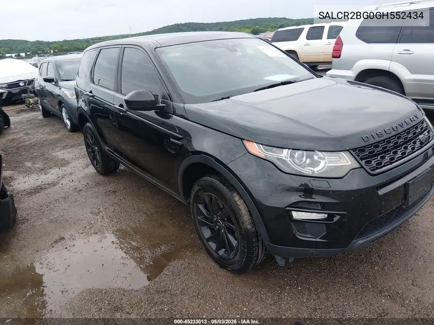 2016 Land Rover Discovery Sport Hse VIN: SALCR2BG0GH552434 Lot: 45233013