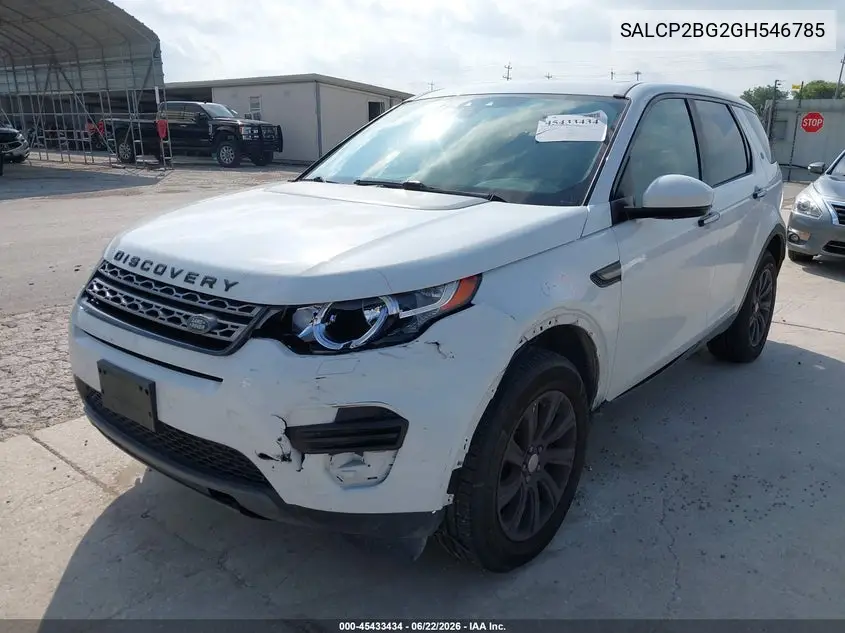 2016 Land Rover Discovery Sport Se VIN: SALCP2BG2GH546785 Lot: 45433434