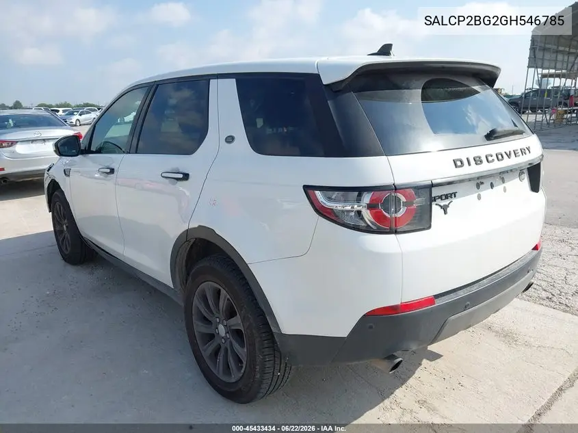 2016 Land Rover Discovery Sport Se VIN: SALCP2BG2GH546785 Lot: 45433434