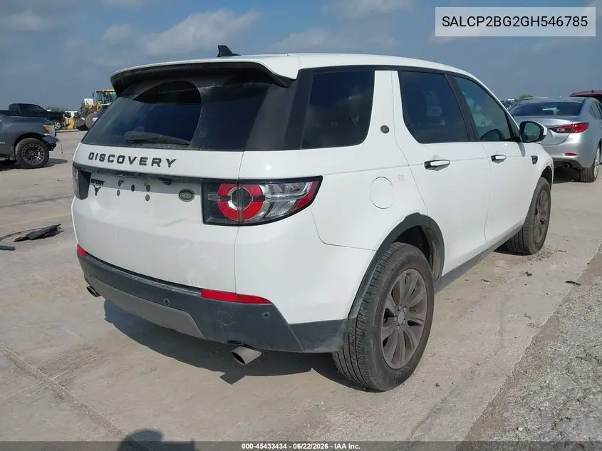 2016 Land Rover Discovery Sport Se VIN: SALCP2BG2GH546785 Lot: 45433434