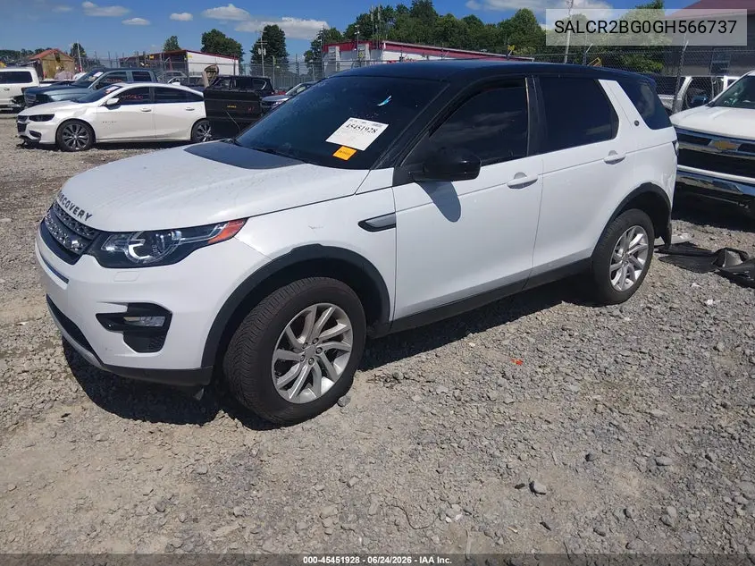 2016 Land Rover Discovery Sport Hse VIN: SALCR2BG0GH566737 Lot: 45451928