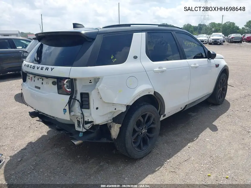 2017 Land Rover Discovery Sport Hse Lux VIN: SALCT2BGXHH698648 Lot: 45498939
