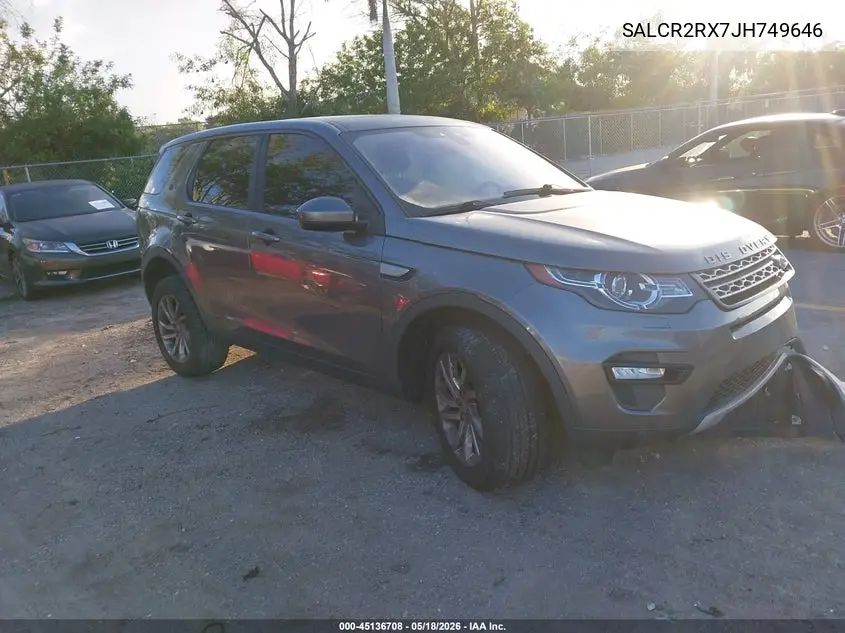 2018 Land Rover Discovery Sport Hse VIN: SALCR2RX7JH749646 Lot: 45136708